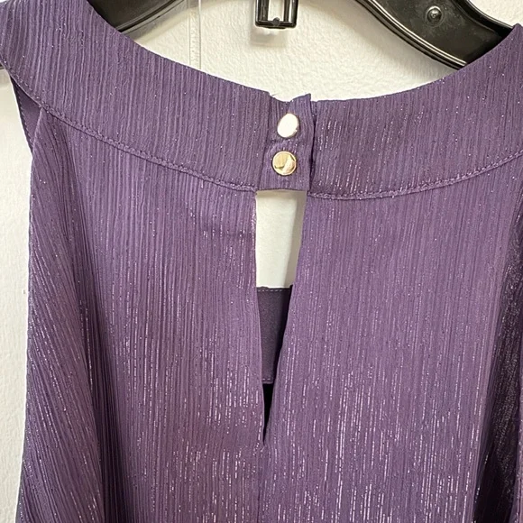 White House Black Market Purple Shimmer Sleeveless/Halter Lurex Gothic Purple - Picture 7 of 8